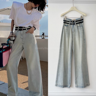 พร้อมส่ง DOUBLE BELT DENIM🤍(S,M,L650฿ฟรีส่ง) กางเกงยีนส์ขายาวสีฟอกสวยมาพร้อมเข็มขัด2เส้น darim thouse everyday.xboutique