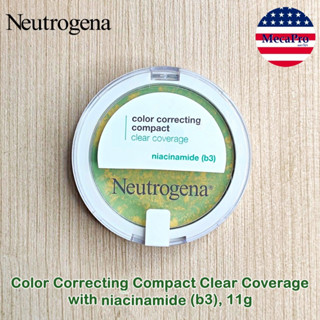 Neutrogena® Color Correcting Compact Clear Coverage with niacinamide (b3), 11g นูโทรจีนา แป้ง CC ลดความมัน ปรับสีผิว