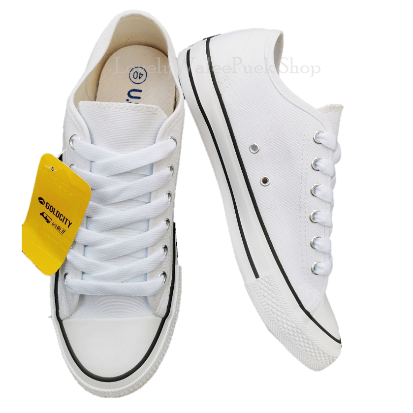 GoldCity1207-๑/๒ รองเท้าผ้าใบแฟชั่นใส่ทนใส่ดี มีหลายสี พื้นนุ่ม (พร้อมส่ง!) Size 35-47มี19สี