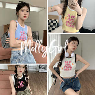 Mollygirl เสื้อกล้าม y2k ลายสกรีน  86061#