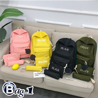 bag(BAG895)-F2กระเป๋าเป้เซ็ต 3 ใบ สกรีนอักษรสุดน่ารัก