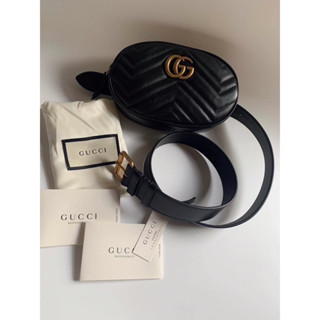 🦋สินค้าพร้อมส่ง🦋  New🤍Gucci Marmont Belt Bag 🖤 สายยาว 85/34” ถอดออกได้ ขนาด 7 x 4.5 x 2 นิ้ว สวย เรียบ หรู ราคาดีมากก