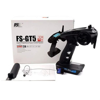 รีโมทบังคับวิทยุยี่ห้อFlysky FS-GT5 6CH AFHDS RC Transmitter w/ FS-BS6 Receiver for RC Car Boat