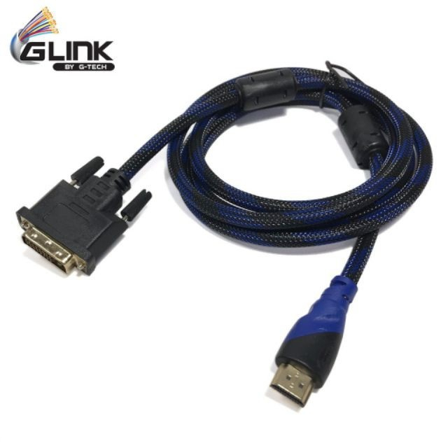 สายแปลง HDMI เป็น DVI ยาว 1.8M/3M สายถักหนาอย่างดี ส่งสัญญาณภาพคมชัด DVI TO HDMI CABLE.