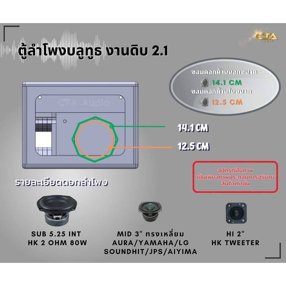 ตู้ทรงไท รุ่น LPA1525/23/22-BP4 ลำโพงบลูทูธ DIY งานดิบ ซับเบสขนาด 5.25 นิ้ว เสียงกลาง 3 นิ้ว 2 ดอก สำหรับระบบแอมป์2.1 ราคา ถูกที่สุด ดีลบีเคเค แกลเลอรีภาพที่ 2