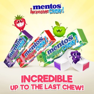 Mentos Incredible Chew เมนทอส อินเครดิเบิ้ล ชิว (45กรัม)