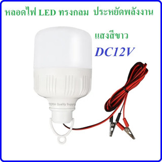 หลอดไฟ LED ประหยัดพลังงาน 12V แสงสีขาว พร้อมปากคีบสาย ยาว 150cm ใช้กับ โซล่าเซลล์ แบตเตอรี่