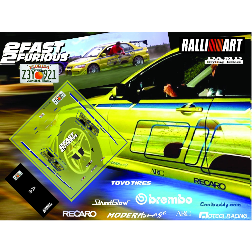 ดีคอล Mitsubhishi Evolution 2fast 2furious fast and furious ดีคอลน้ำ ฟาส  evo7 1:64 Decal  water sli