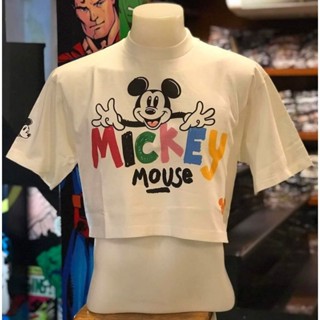 เสื้อเอวลอย ลายMickey mouse สีขาว  (MC-002)