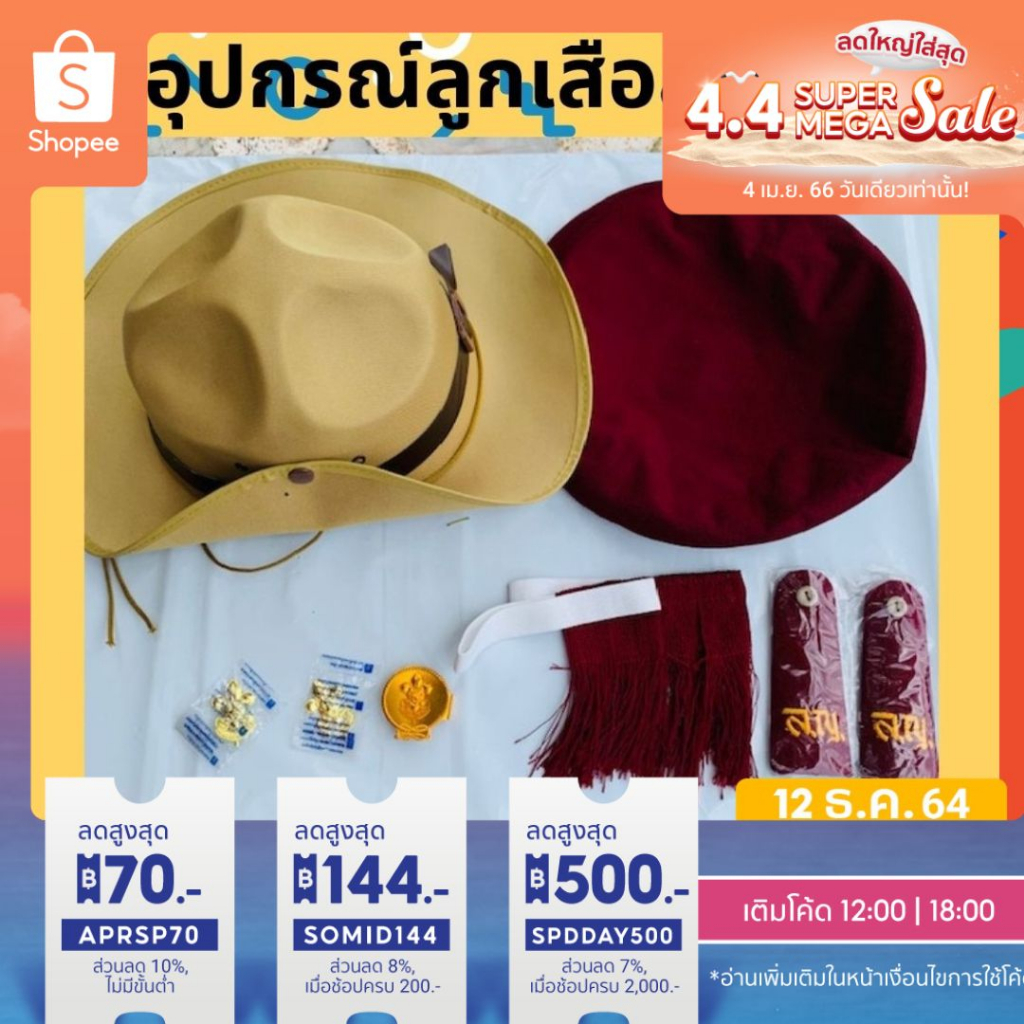 อุปกรณ์ลูกเสือ ป.4-ม.3 หมวก/วอกเกิ้ล/เข็มติดอก/ติดหมวก/อินทนู/พู่  [พร้อมส่ง]