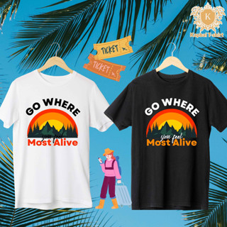 T-Shirt เสื้อยืด Go Where เนื้อผ้าCotton100% เบอร์32 ใส่สบาย ใส่ได้ทั้งหญิงและชาย