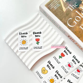 [พร้อมส่ง🇹🇭] สติ๊กเกอร์ "Thank you&I hope you will be very happy" (แพค100 ดวง)
