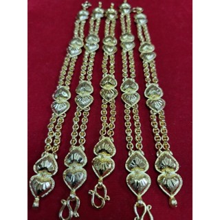 1เส้นสร้อยข้อมือ2บาทท่าโร่หัวใจคู่ตัดลายชุบทอง
