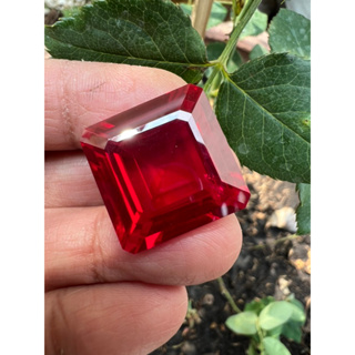 Lab Ruby 20 mm corundum Hardness 9 ship 1 pieces  สีแดง รูบี้( 1 เม็ด) 20X20 มม( MM ) พลอย อัดทับทิม สี่เหลี่ยม เจีย