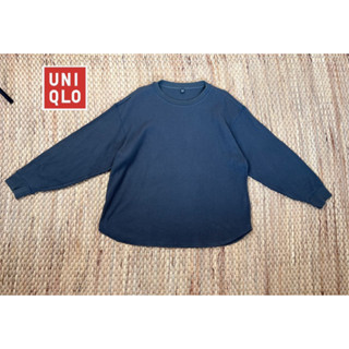 Uniqlo x Cotton XL ผ้าวาฟเฟิล  สีเทา  อก 46 ยาว 25 • Code : 075(2)