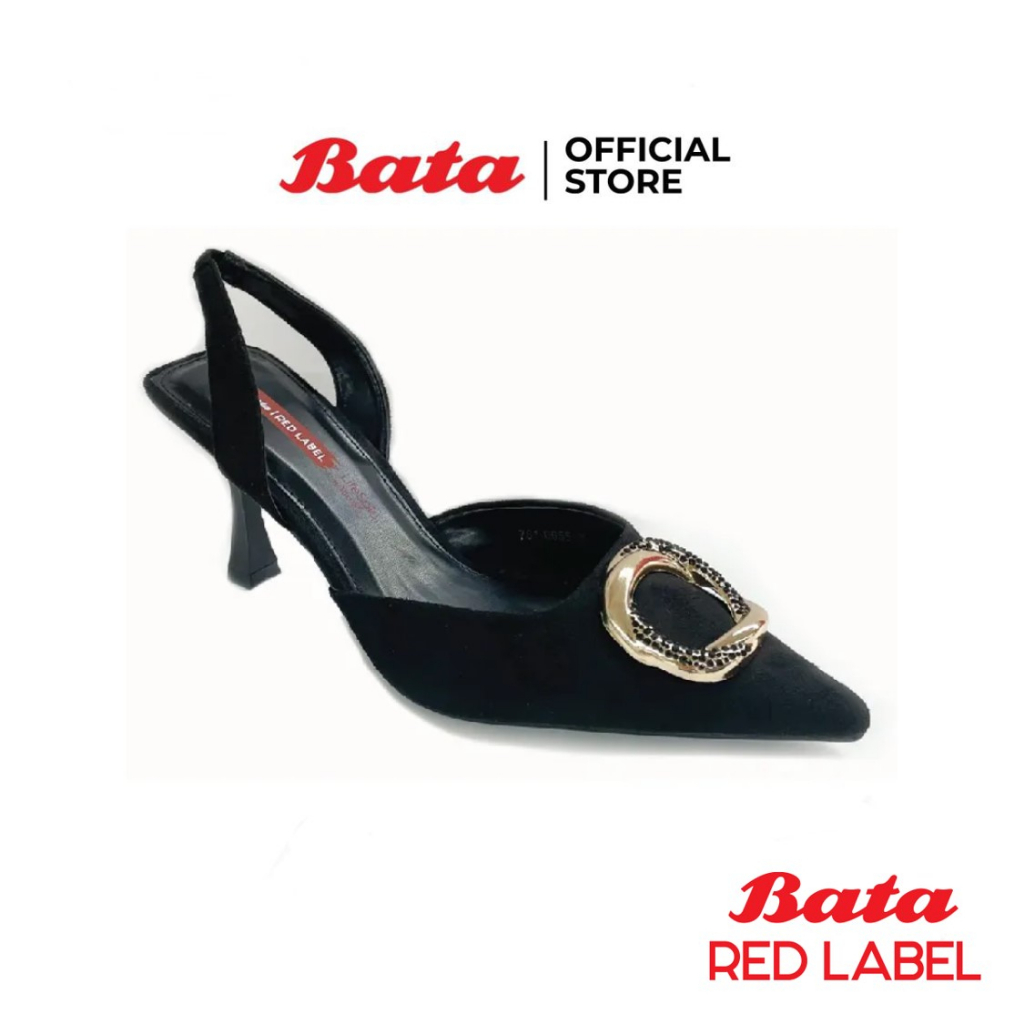 Bata Red Label บาจา รองเท้าส้นสูงออกงาน แฟชั่น ดีไซน์เรียบหรู รัดส้น สวมใส่ง่าย ส้นรองรับน้ำหนักเท้าได้ดี สูง 3.5 นิ้ว สำหรับผู้หญิง สีดำ 7616655