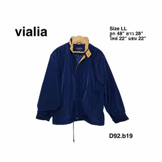 Vialia Jacket LL เสื้อแจ็คเก็ตสีน้ำเงินตัดส้มกระดุมปั๊มแบรนด์ทุกเมผิดอก 48 ยาว 18 D92.b19