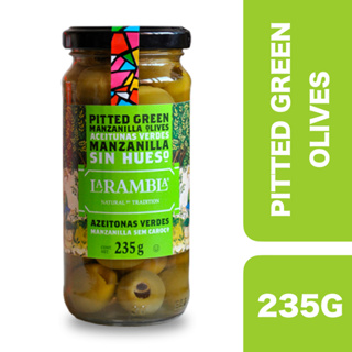 La Rambla Pitted Green Manzanilla Olives 235g ++ ลารัมบลา มะกอกเขียวมันซานิลลาไร้เมล็ด 235กรัม