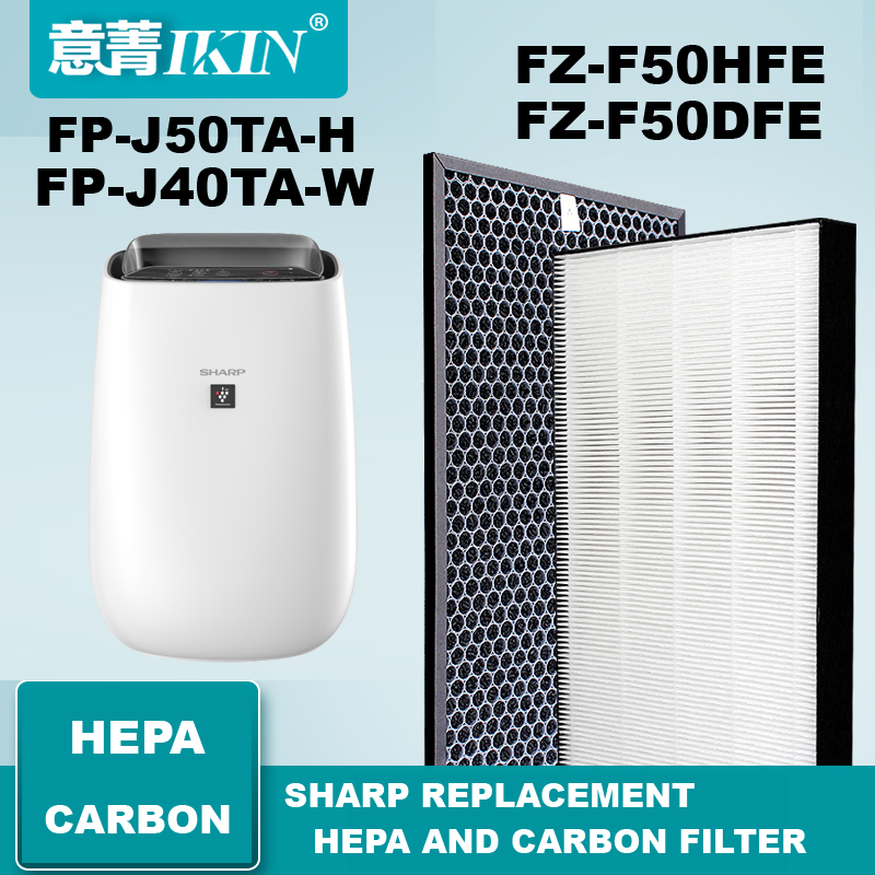 ชุดไส้กรองอากาศ IKIN สำหรับเครื่องฟอก Sharp รุ่น FP-J40TA-W / FP-J50TA-H รหัส FZ-F50HFE FZ-F50DFE