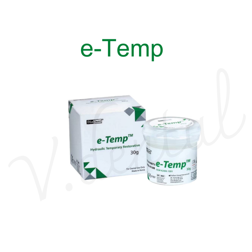 Temporary ﬁlling material for standard cavities and post-endodontic treatments.