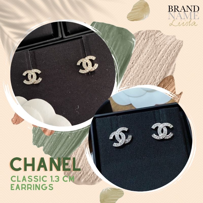 [สอบถามก่อนกดซื้อ]​ แท้​ 💯 Chanel Classic 1.3 cm. earringsอะไหล่เงิน/อะไหล่ทอง​