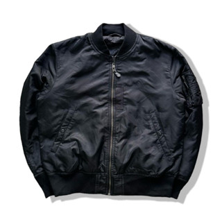 GU Black Bomber Flight Jacket รอบอก 46”