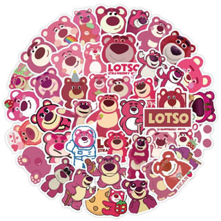 Lotso สติกเกอร์ ลายการ์ตูนหมีสตรอเบอร์รี่  สติกเกอร์ Pvc น่ารัก สําหรับติดตกแต่งแก้วน้ํา 50 ชิ้น