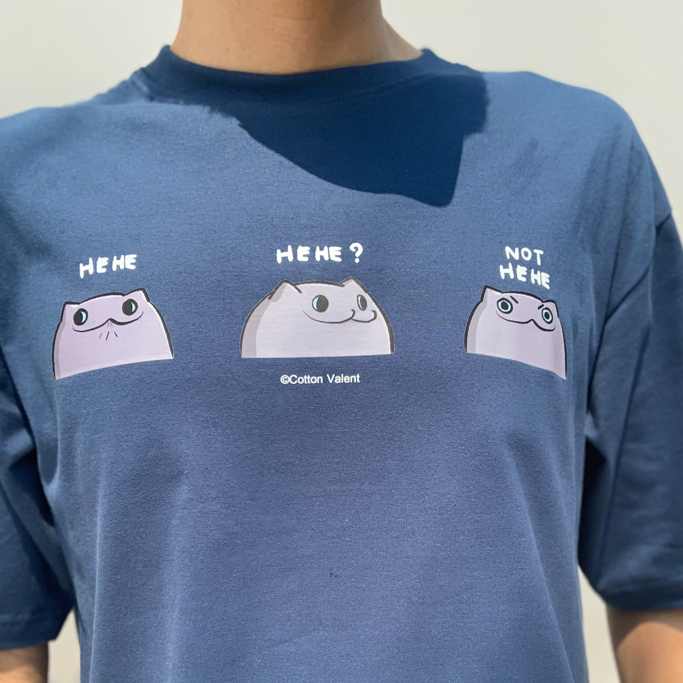 เสื้อยืดโอเวอร์ไซส์ลายแมวบิน Meawbin Creepy Cat [Anitime x Cotton Valent]