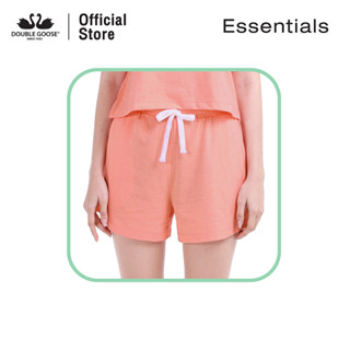 ห่านคู่ กางเกงขาสั้นผู้หญิง เอวยางยืด มีเชือกรูด รุ่น Essentials สีแดง / สีส้ม