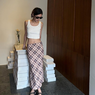 PACHY | CHECKED MAXI SKIRT กระโปรงยาวลายปริ้นท์