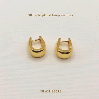 18K gold plated hoop earrings ห่วงทรงหยดน้ำ สีทอง งานสแตนเลส