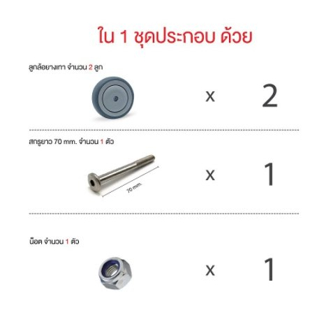 ล้อกระเป๋าเดินทางสำหรับล้อคู่(2ลูก) ยางเทา มีลูกปืนเข็นง่าย อะไหล่ล้อกระเป๋าเดินทาง ล้อกระเป๋าแฮปปี้มูฟ Happy Move