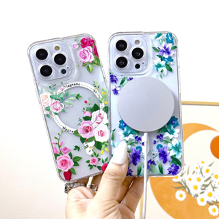 เคส Magnetic เคสลายดอกไม้ 7plus 8plus X/Xs XR Xsmax SE2020 เคสสำหรับการชาร์จ  เคสสวยๆพร้อมส่ง เคสนิ่มลายดอกสวยๆ