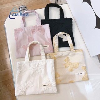 Am Bag ✿ กระเป๋าผ้า กระเป๋าถือ คล้องแขน ลายริบบิ้น หวาน ละมุน น่ารัก สินค้าพร้อมส่ง ✿