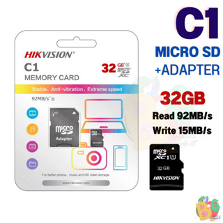 32GB MICRO SD CARD|ADAPTER (ไมโครเอสดีการ์ด+อะแดปเตอร์) HIKVISION (HS-TF-C1) Class10 92MB/s (7Y)