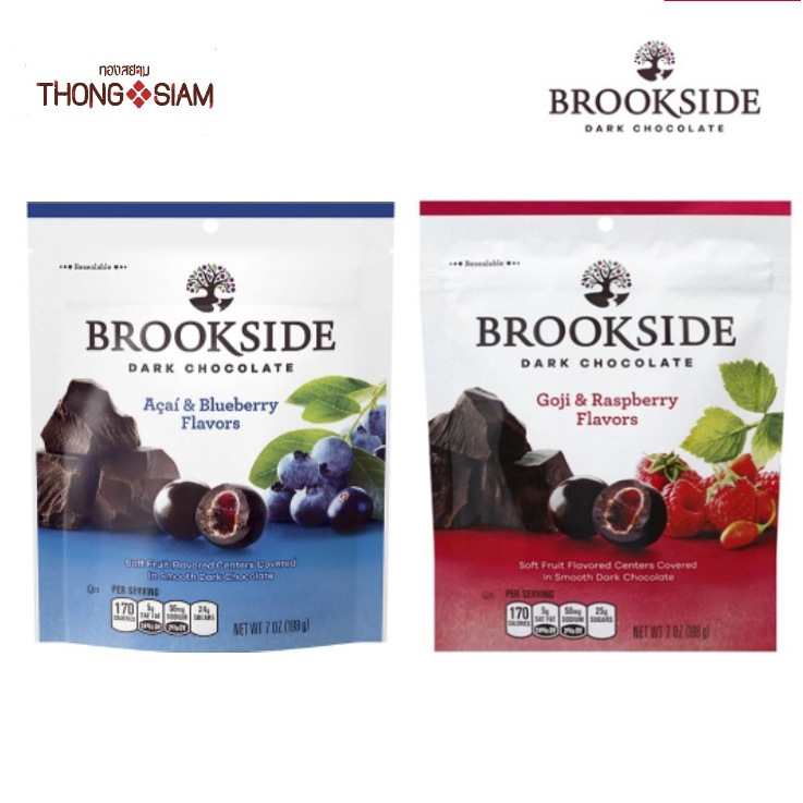 ล็อตใหม่! Brookside Dark Chocolate 198 กรัม (g.) ดาร์กช็อกโกแลต สอดไส้ผลไม้ตระกูลเบอรรี่ BBE: 01/202