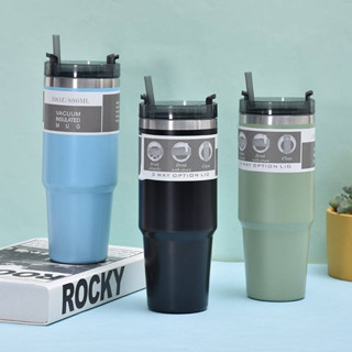 พร้อมส่ง แก้วเก็บความเย็น 30oz สแตนเลสแท้ พร้อมหลอด แก้วสแตนเลส แก้วเก็บความ