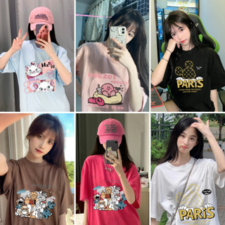 มี 10 สี PBTB021👉Oversize👈เสื้อยืดคอกลมแขนสั้นลายการ์ตูนมิกกี้ผู้หญิง เสื้อสไตล์เกาหลีแฟชั่นน่ารักลำลองถูกๆ ผ้านิ่มมาก