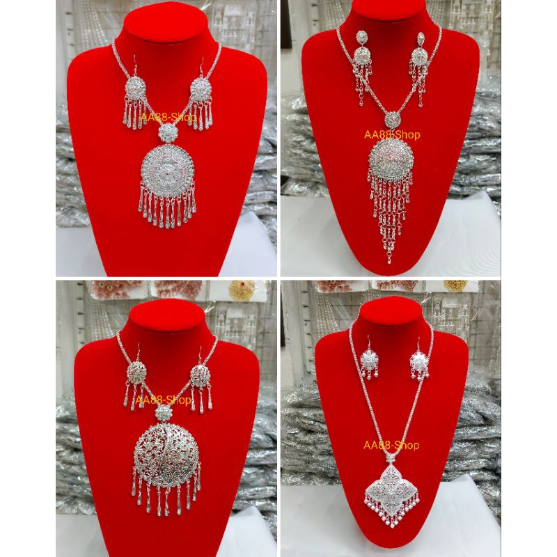 สร้อยคอเจ้าสาว สร้อยรำ สร้อยล้านนา เครื่องประดับชุดไทย เส้นลายคมชัด สร้อย12นิ้ว รวมจี้15นิ้ว (สินค้าพร้อมส่ง) - รูปที่ 2