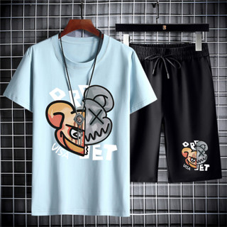 D293+DKC293B ชุดเซ็ทเสื้อแขนสั้น+กางเกงขายาว ใส่ได้ทั้งชายและหญิงผ้านุ่มใส่สบาย.ลายแฟชั่น