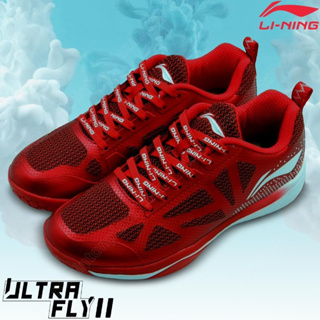 【 ของแท้ 💯% 】รองเท้าแบดมินตัน หลี่หนิง ULTRA FLY II สีแดง/ขาว (AYTT049-4S)