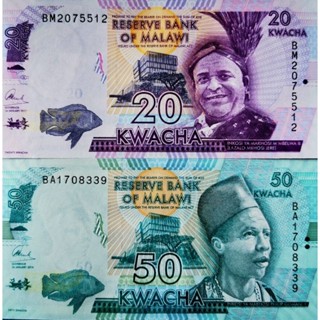 แบงก์​มาลาวี​ Malawi, ชุด​เล็ก​ 2 ฉบับ, ไม่​ผ่าน​ใช้​ UNC, B900T