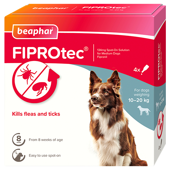 Beaphar Fiprotec Medium Dog ยาหยดกำจัดเห็บหมัด สุนัขพันธุ์กลาง 4 หลอด/กล่อง รุ่นใหม่