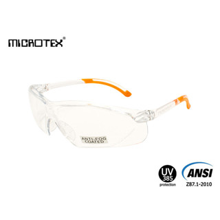 แว่นตานิรภัย MICROTEX® รุ่น ขายางส้ม Anti-Fog แว่นตาเซฟตี้