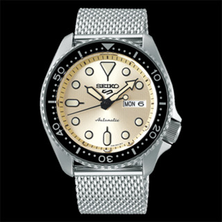 นาฬิกาข้อมือผู้ชาย Seiko 5 Sports Champagne Dial Stainless Steel Mesh Automatic รุ่น SRPE75,SRPE75K,SRPE75K1