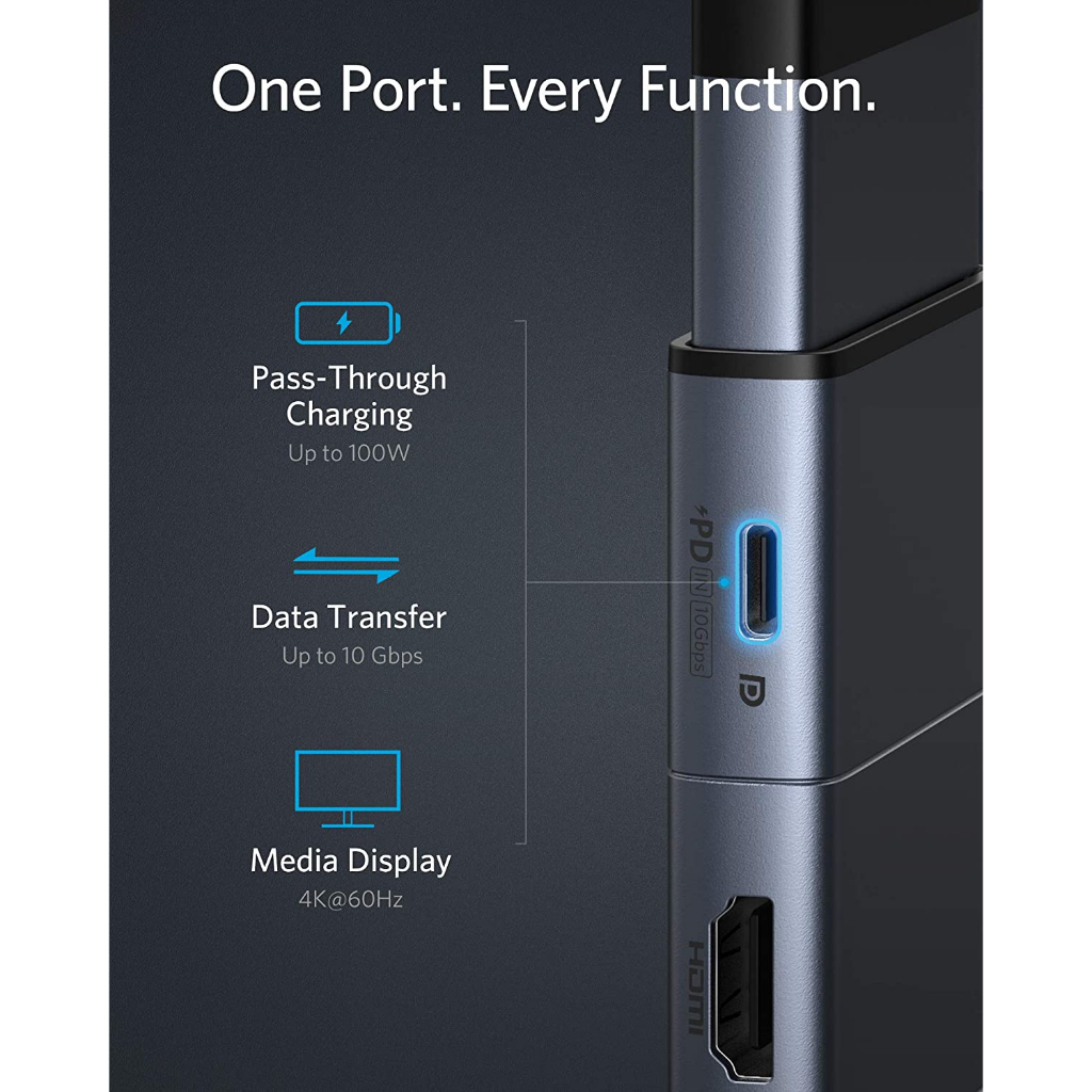 [for MacBook] Anker PowerExpand USB-C Hub (9-in-2) 4K HDMI, Transfer 10 Gbps, 100W PD, 3.5mm AUX, Ethernet 1Gbps - AK374 - รูปที่ 3