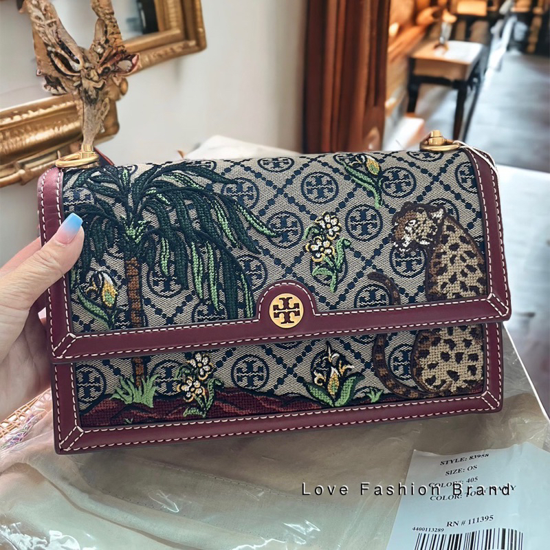 ?ผ่อน0%~แท้100%?83958 กระเป๋าสะพาย Tory Burch T Monogram Jacquard  Embroidered Shoulder Bag | Shopee Thailand