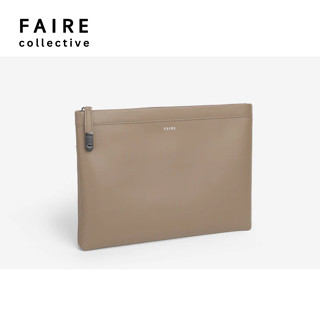 Faire Collective l Mika Soft Folio  กระเป๋าหนังวัว ผิวสัมผัส เรียบ นุ่มมือ มาพร้อมซิปปิดล็อค สีดำ สีเทา สีน้ำตาลอ่อน