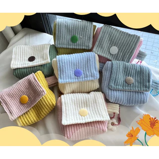 กระเป๋า airpod ผ้าลูกฟูก airpod bag สีทูโทน ใส่หูฟัง