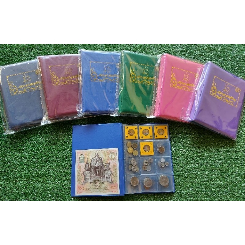 สมุดเก็บเหรียญปกหนังเล่มใหญ่ ช่องใหญ่ 120 ช่อง(ใส่เมาท์เหรียญได้)